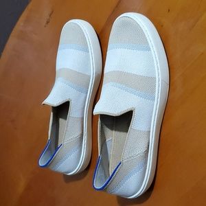 Rothy's Birch Beige Striped Slipon Shoes Size 7